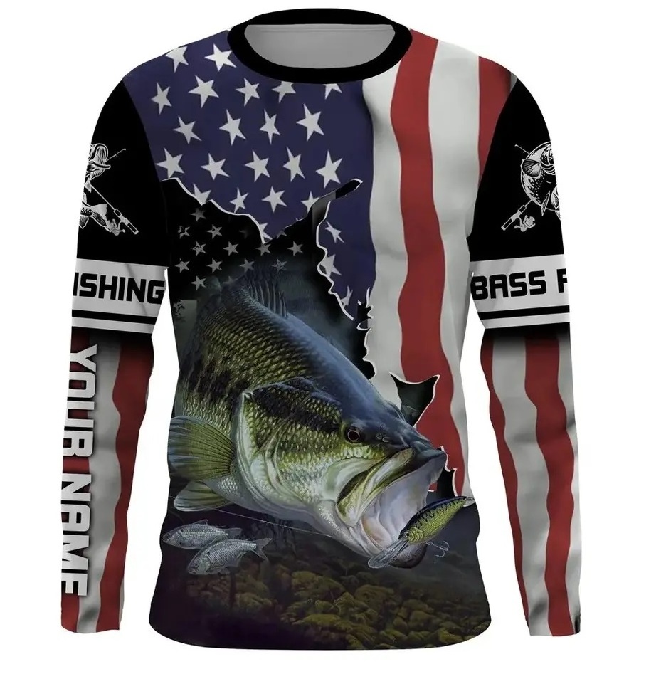 Wholesale Fishing Shirt Long Sleeve Protection Sublimation Polyester Blank Performance Fishing Shirt For Men