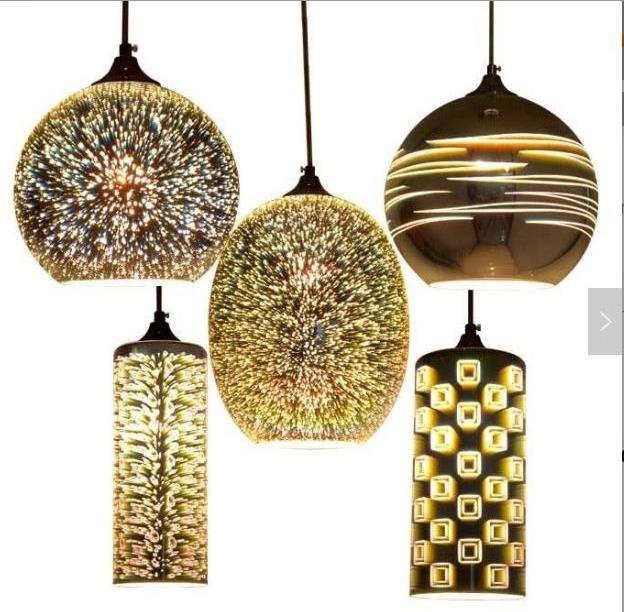 Modern Nordic colorful firwork flower inside 3d glass ceiling pendant lighting chandeliers pendant lights