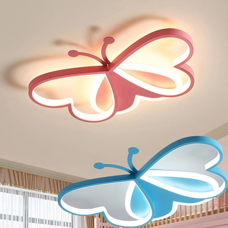 Led Ceiling Lamp For Children's Room Bedroom Study Nursery Modern Dimmable Creative Butterfly Chandelier Lighting Fixture