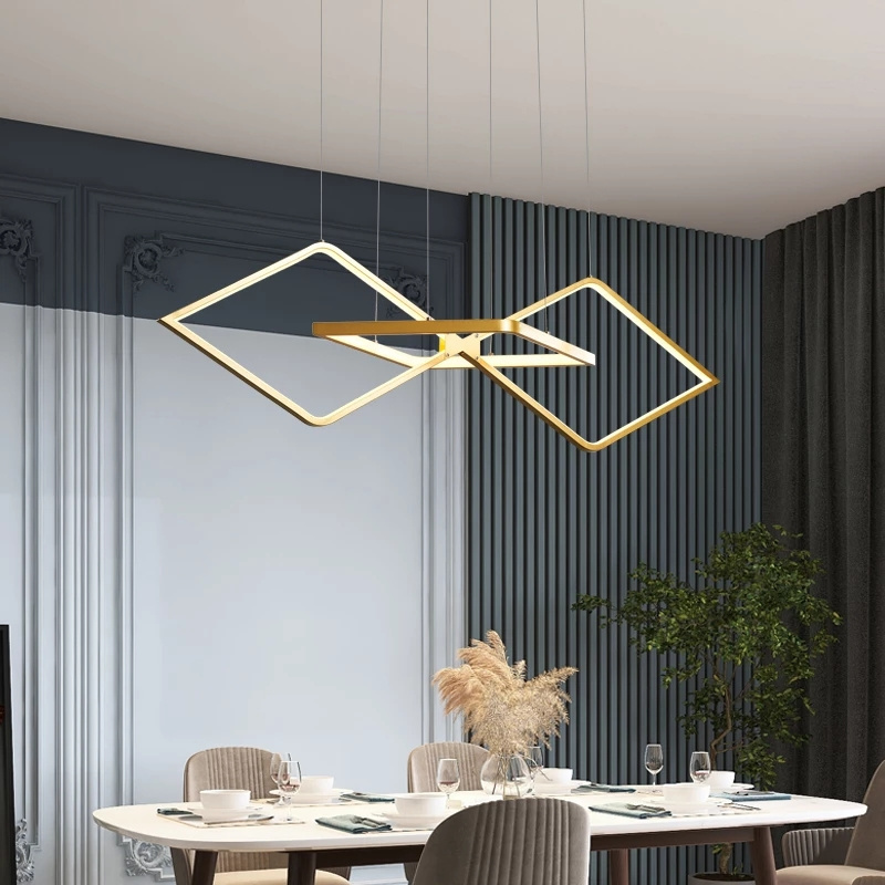 Modern LED Chandelier Over The Table Kitchen Gold Black Dining Loft Living Room Indoor Pendant Lamp For Coffee Shop Lighting