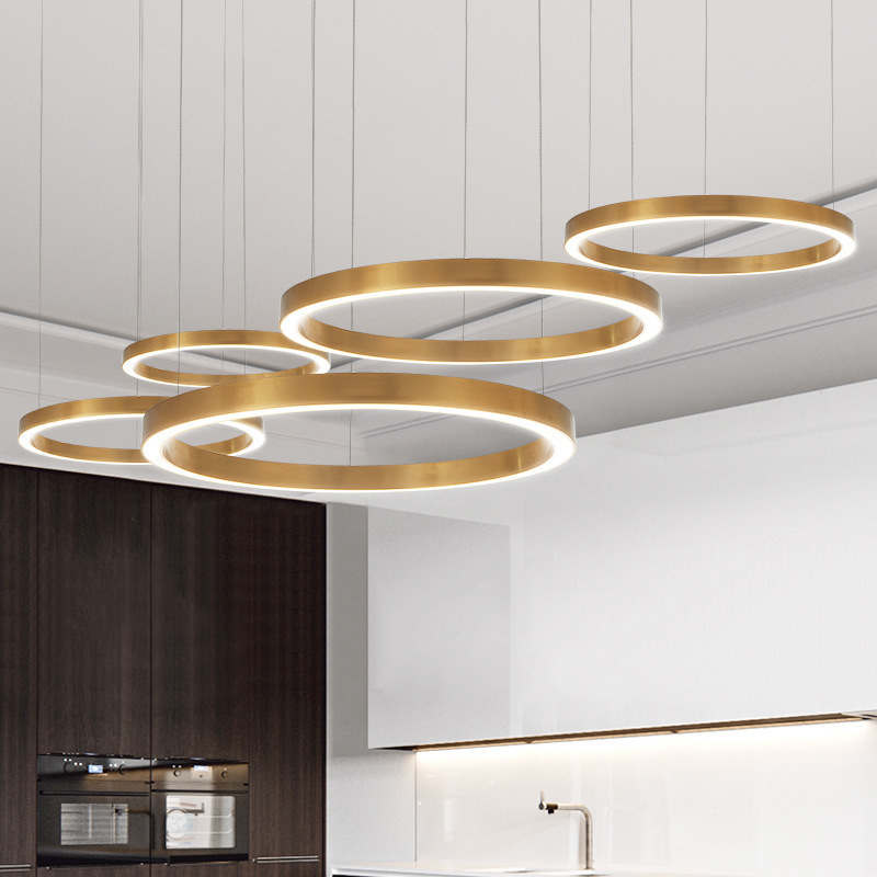 modern simple design hanging home decorative led circle acrylic luxury ring chandeliers ceiling pendant light