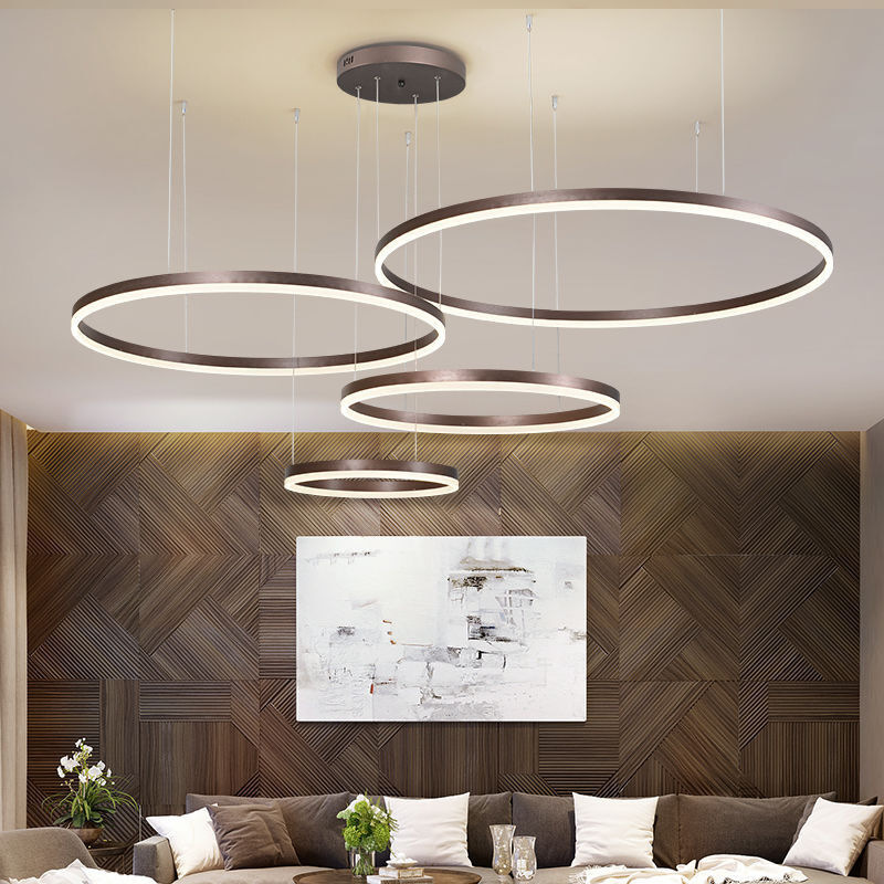 modern simple design hanging home decorative led circle acrylic luxury ring chandeliers ceiling pendant light