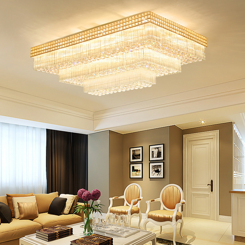 Modern Crystal LED Hallway Ceiling Light Stair Lighting Pendant Flush Lamp Stainless Steel Chandelier