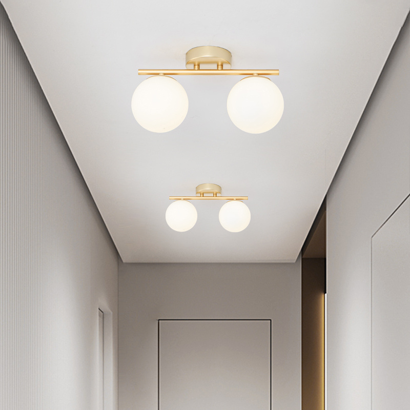 Golden multi-head corridor aisle ceiling light minimalist personality entrance ceiling lamp