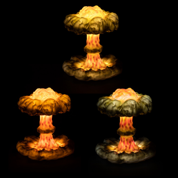 Creative hand-made nuclear explosion cloud stepless dimming art table lamp resin mushroom 3d night light