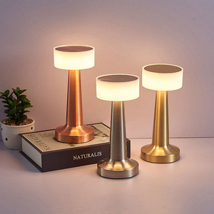 Rechargeable LED table night light Mini gold cordless restaurant touch pool usb table lamp for hotel and Bar