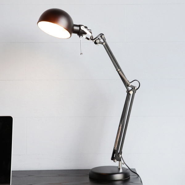 Metal Swing Arm Desk Lamp, Multi-Joint, Adjustable Arm, Black finish table lamp for studying, bedroom and workbench