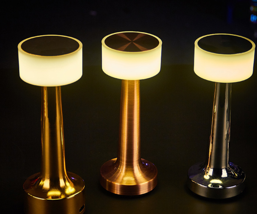 Rechargeable LED table night light Mini gold cordless restaurant touch pool usb table lamp for hotel and Bar