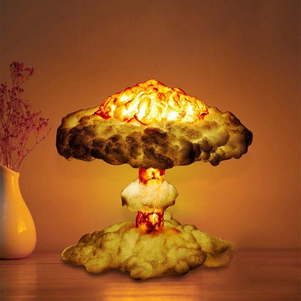 Creative hand-made nuclear explosion cloud stepless dimming art table lamp resin mushroom 3d night light