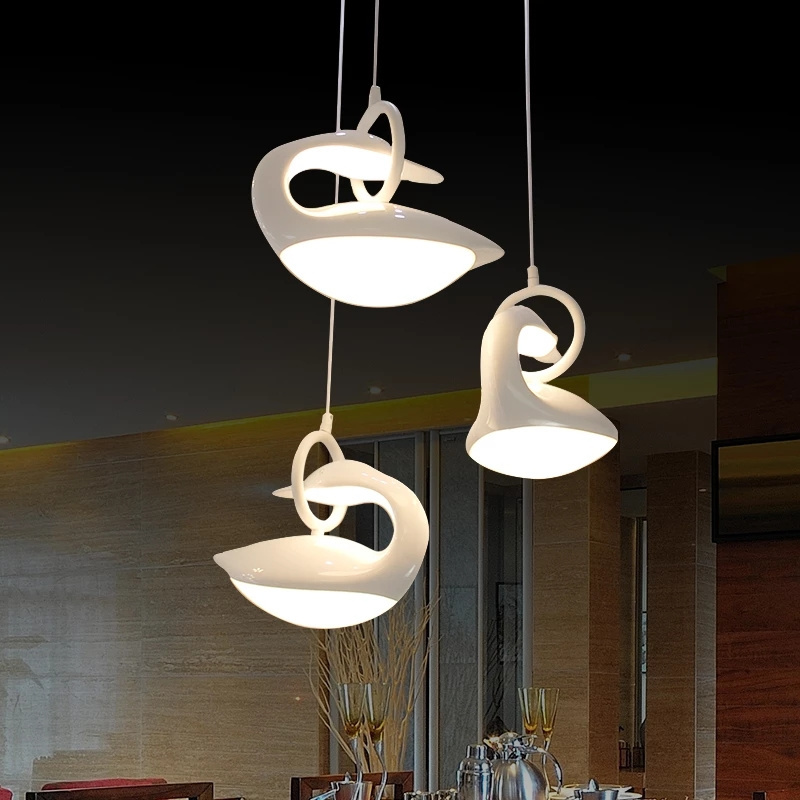 New Bird Lamp Swan Animal Pendant Light Led Hanging Light Fixtures Modern Living Room Dining Light Tricolor Pendant Lamp Loft