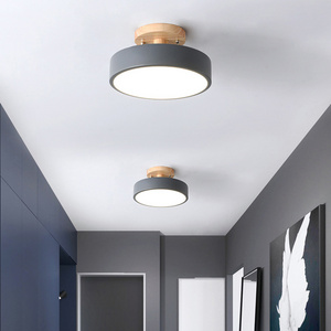 Modern Wall Mounted Indoor Bedroom Living Room Home Wood Matel Green Pink White Round Ceiling Light Led Ceiling Lamps