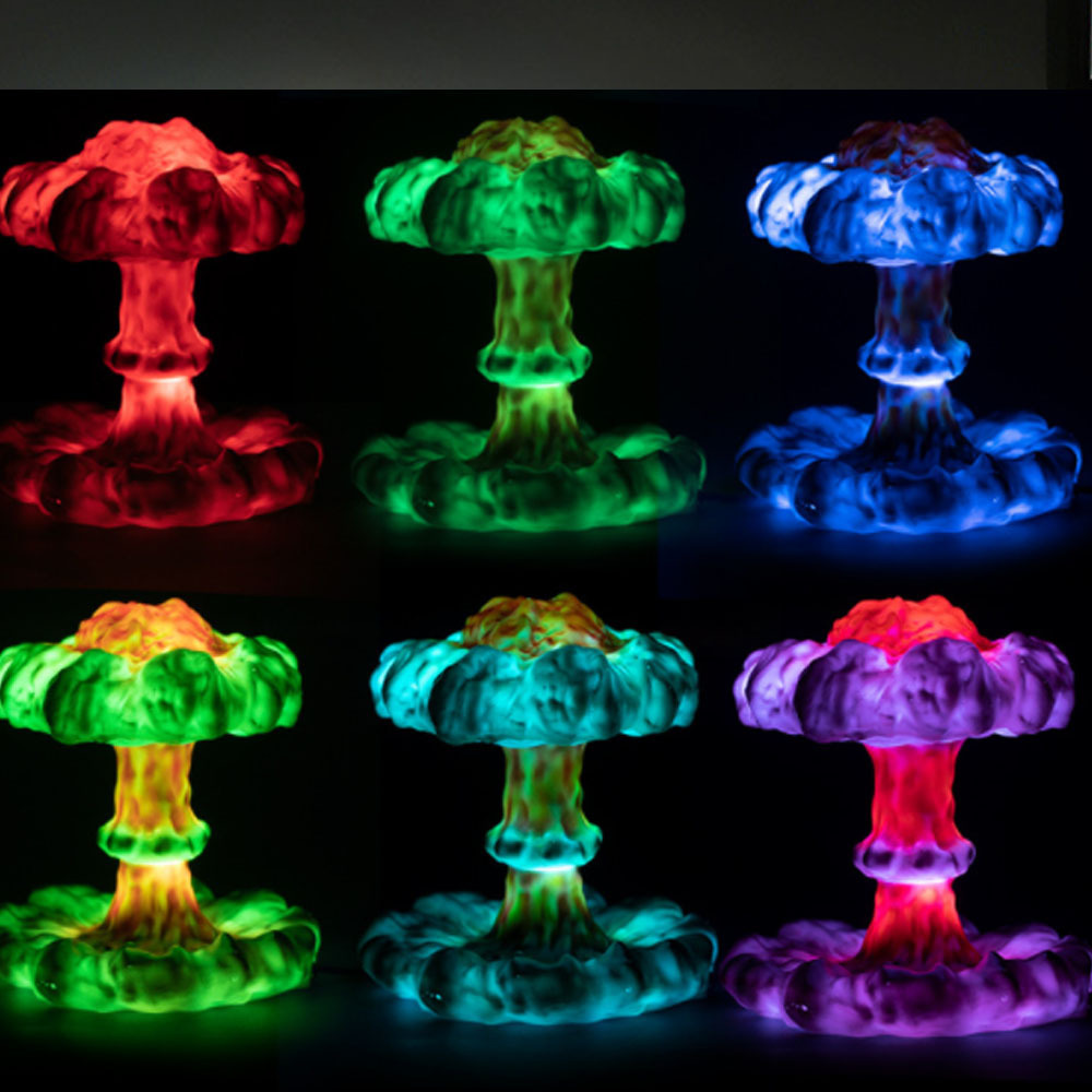 Creative hand-made nuclear explosion cloud stepless dimming art table lamp resin mushroom 3d night light