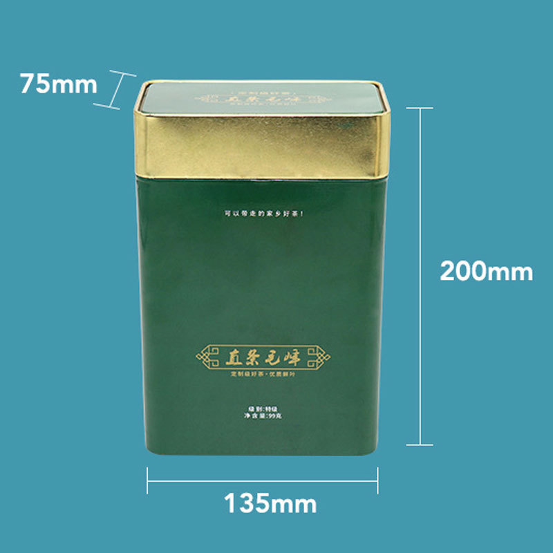 Multi-use Tea Canister Empty Airtight Smell Proof Grade Food Herb Stash Box Square Metal Tin Box with Lid