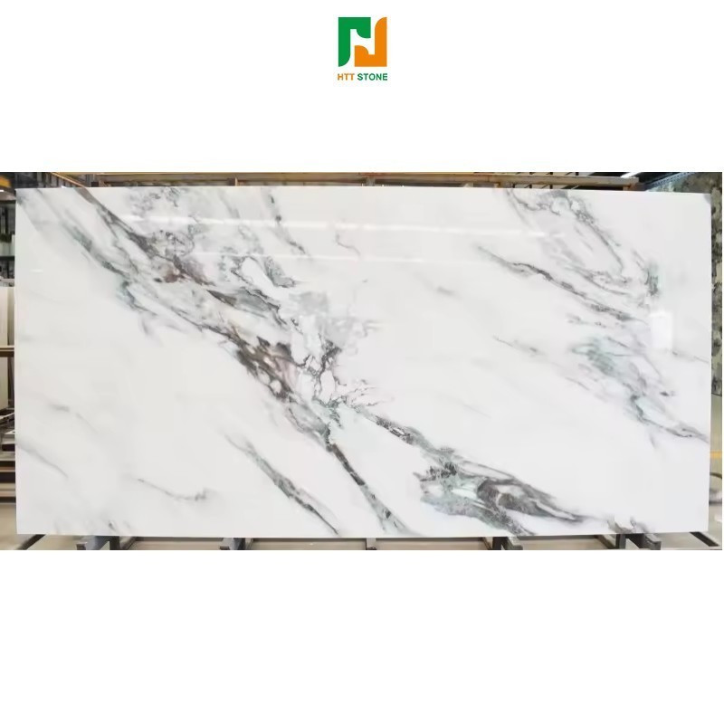 Luxury Decoration Glazed Marble Look Countertops Slab Tiles Floor White Marble Wall Panel