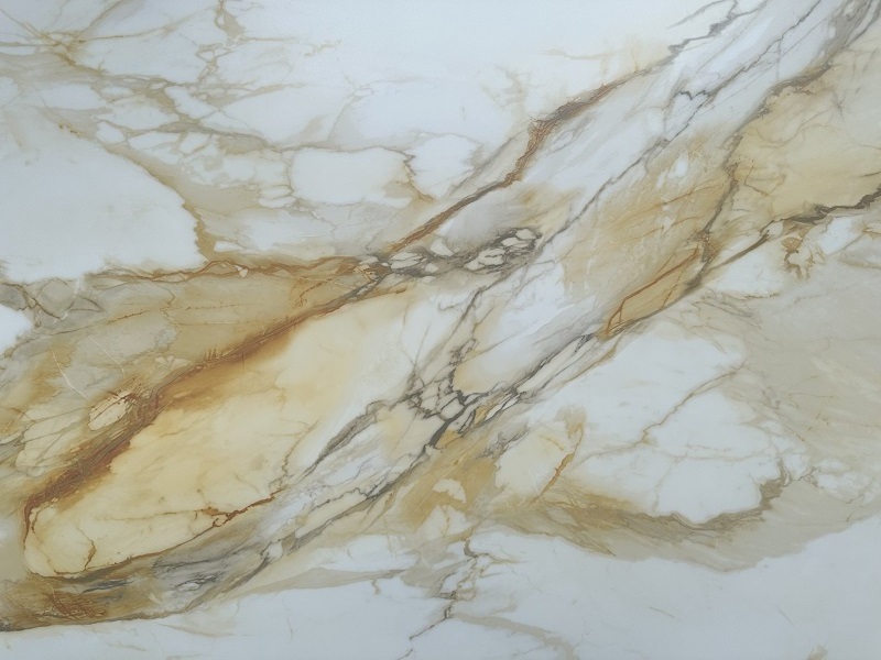 Large Format Sintered Stone Gold Porcelain Marble Glossy Slab Sintered Stone Tile