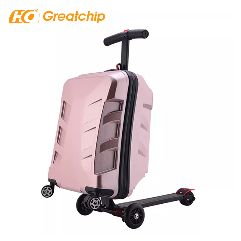 Abs pc hardshell kids scooter suitcase luggage trolley bags travel 20 inch