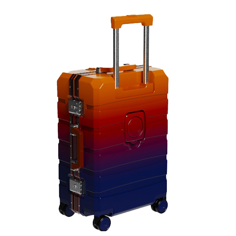 New Arrival Vintage Multifunctional Abs Aluminum Luggage Hardside Trolley Case Travel Luggage Suitcase With Cup Holder