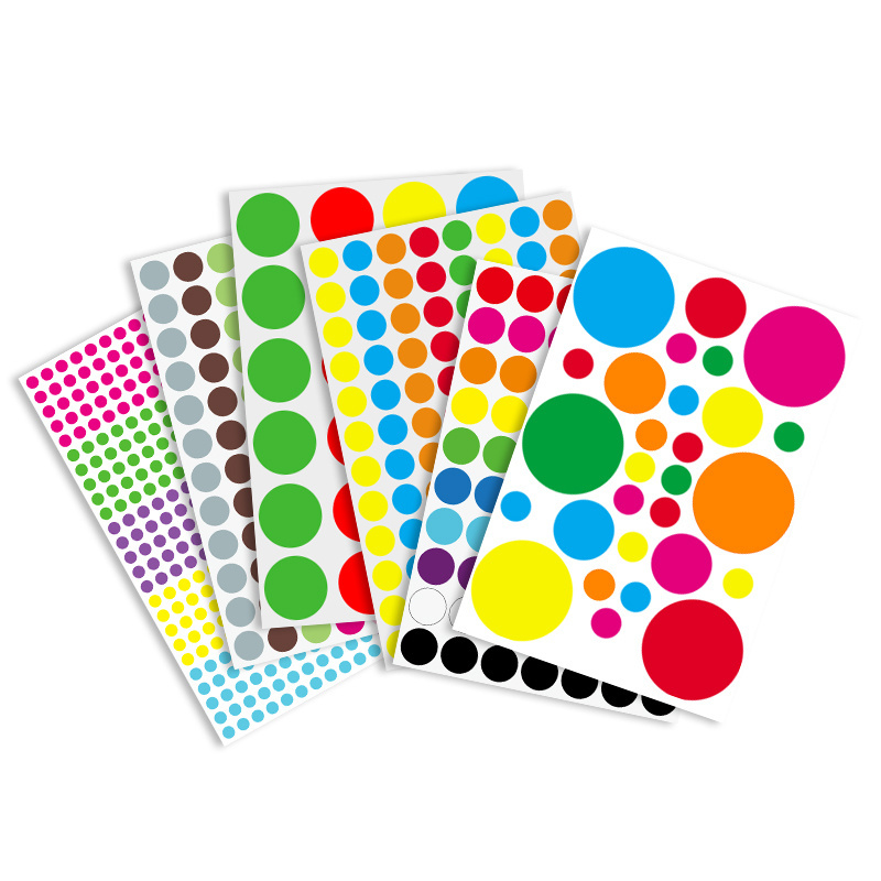 Printed  Custom Polka Dots Wall Sticker Roll Private Design Blank Vinyl Logo Round Colorful Multi  Small Dot Stickers