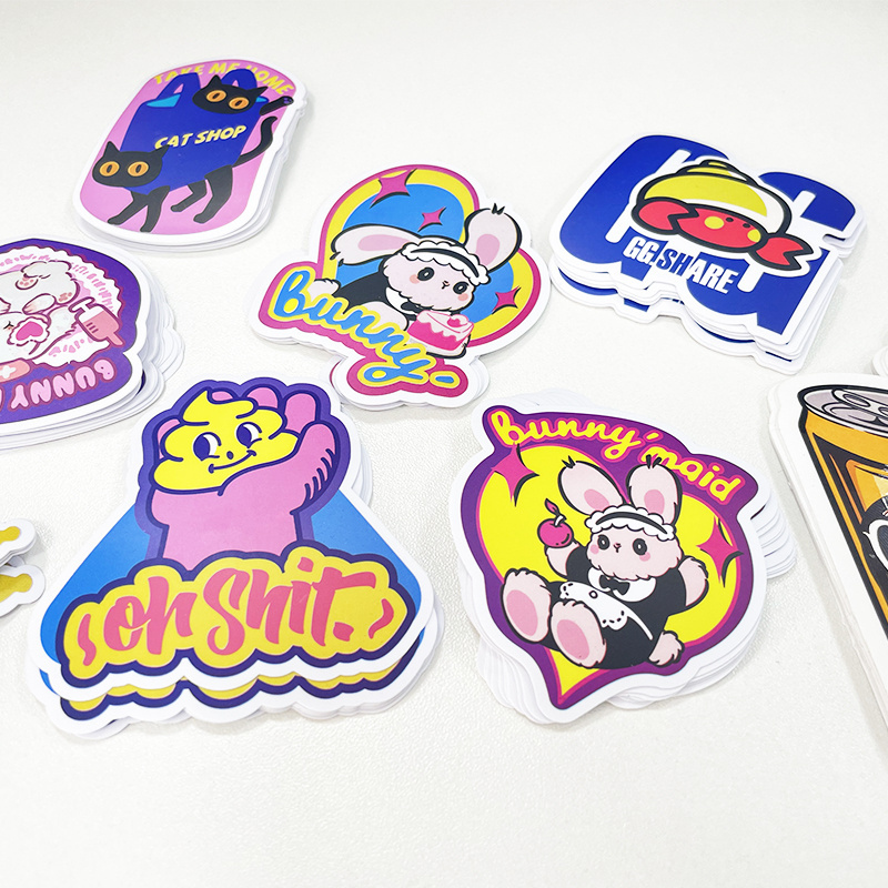 Stickers Custom Brand Logo Die Cut Vinyl Adhesive Paper Printing Waterproof Laptop Stickers Cartoon Stickers