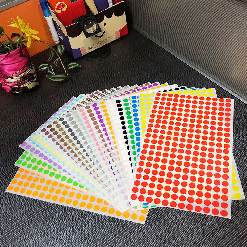 Processing dot color stickers rework rework mark A5 dot stickers copperplate paper round self-adhesive labels