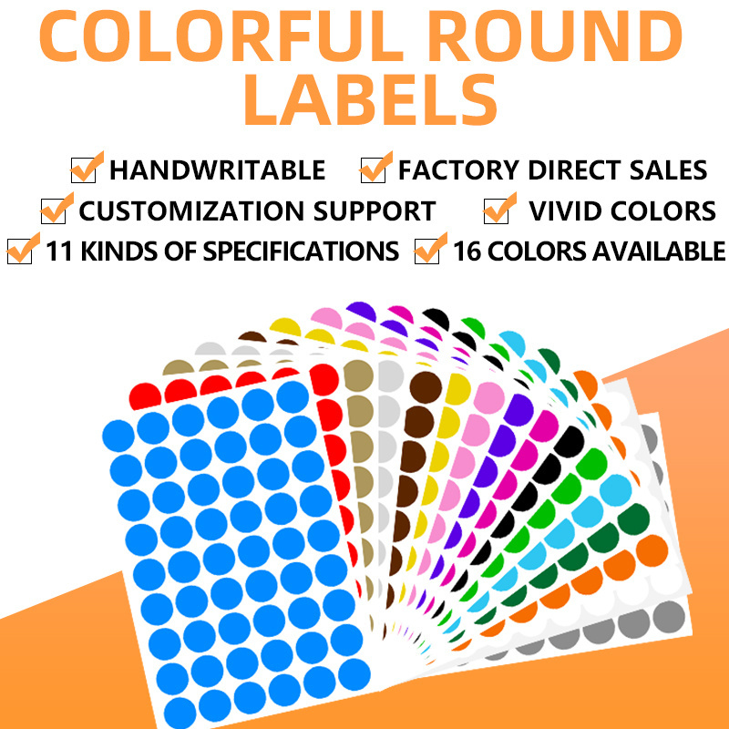 A5 color dot sticker office closure stickers classification marks round  handwritten  warehouse color classification labels