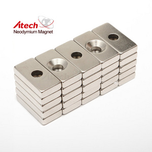 Rectangular Pot Magnets 4mm Thick With Counter Bore Hollow