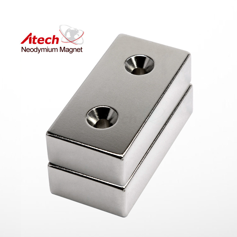 Rectangular Pot Magnets 4mm Thick With Counter Bore Hollow