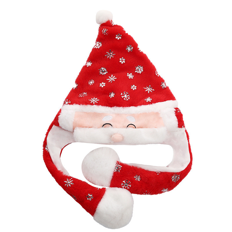 2023 Trend Cute Kids Animal Christmas Santa Shape Soft Plush Moving Jumping Dancing bunny rabbit hat with airbag