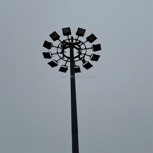 Customized 15m 20m 25m 30m hot-dip galvanized steel high pole floodlight pole round pole top solar light tower light mast