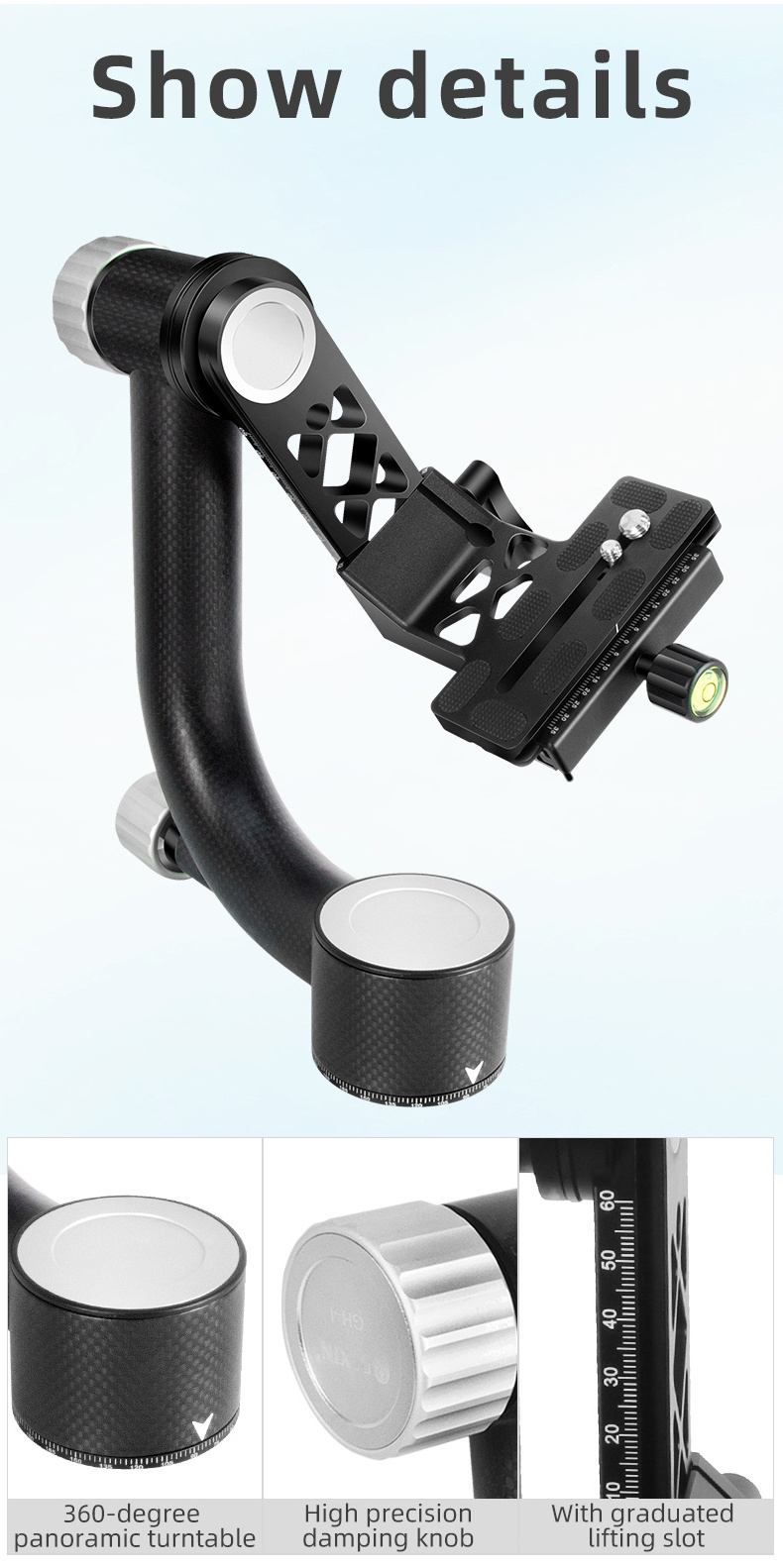 Beixin durable Metal Aluminum Alloy for Camera 360 degree Stand, Digital Camera ball head of Universal Joint Stabilizer