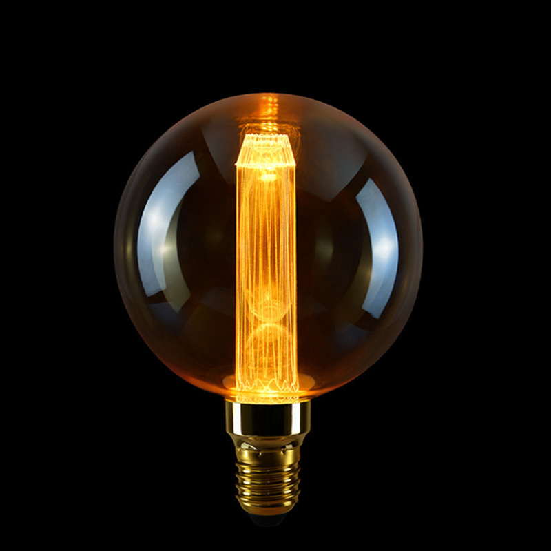 LED Light Guide Column Amber Glass Round Light Bulb Retro Edison Bulb Holiday Decorative Bulb