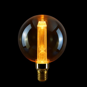 LED Light Guide Column Amber Glass Round Light Bulb Retro Edison Bulb Holiday Decorative Bulb