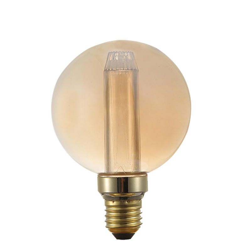 LED Light Guide Column Amber Glass Round Light Bulb Retro Edison Bulb Holiday Decorative Bulb