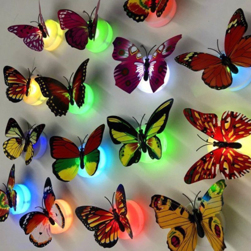 Beautiful 12pcs/set PVC Magnet 3D Butterfly Wall Sticker Decals Home Decor Poster For Kids Rooms Art Stickers