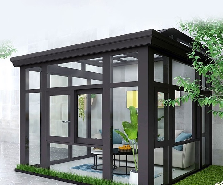 Villa  Garden Free Standing Glass House Sunroom Aluminum Frame Glass House Outdoor Winter Garden Glass Sunroom