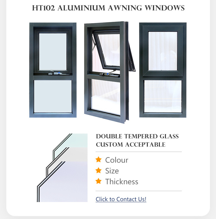 Modern Design Hotel Villa Aluminum Alloy Awning Glass Window Bottom Fixed Windows Awning Double Glazed Window Storefront Windows