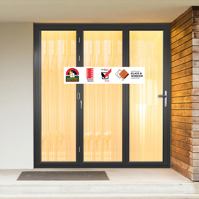 Australian Standard As2047 Residential Doors Aluminium Bifold Doors Double Glazed Soundproof Bifold Doors For House