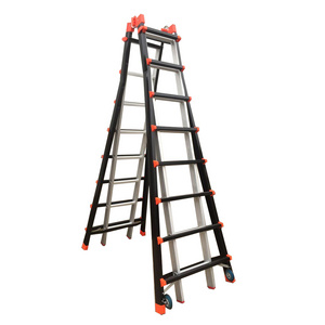 4x8 Black Multi Purpose Telescopic Aluminum Folding Ladder with wheels ladder home/indoor/outdoor/stairs foldable l