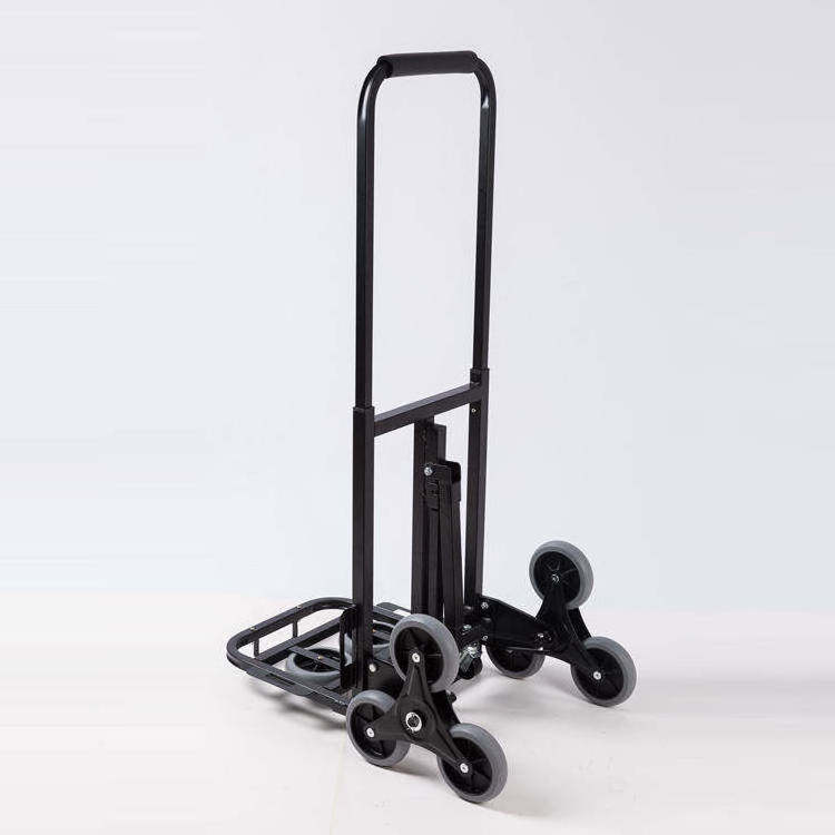 150kgs Loading Stair Climbing And Folding Warehouse Hand Truck Aluminum Luggage Trolley Cart With 3 Wheel