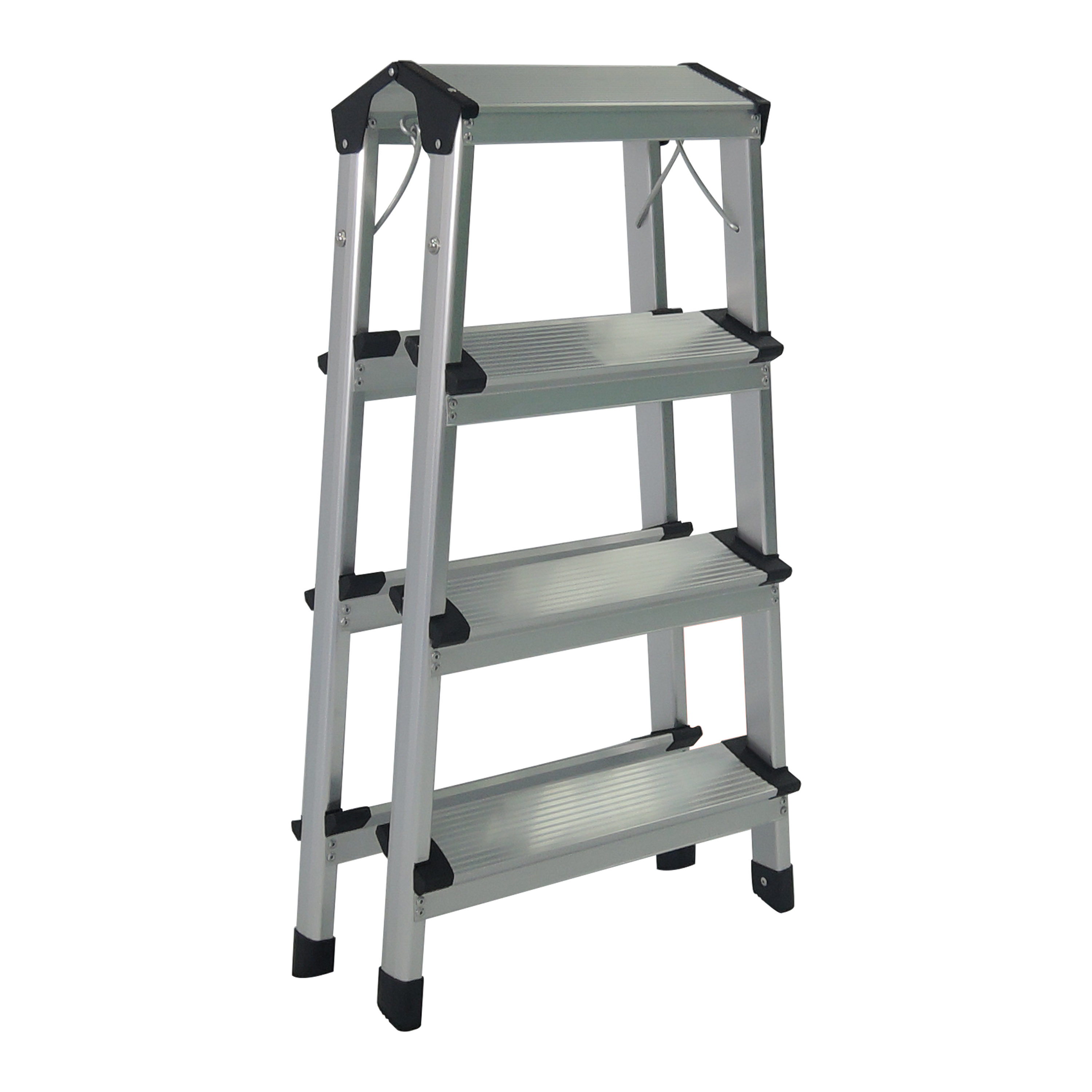 Double-side 4-Step comfortable  Aluminum Step Stool Ladder with Excellent Quality Compact Folding Step Ladder