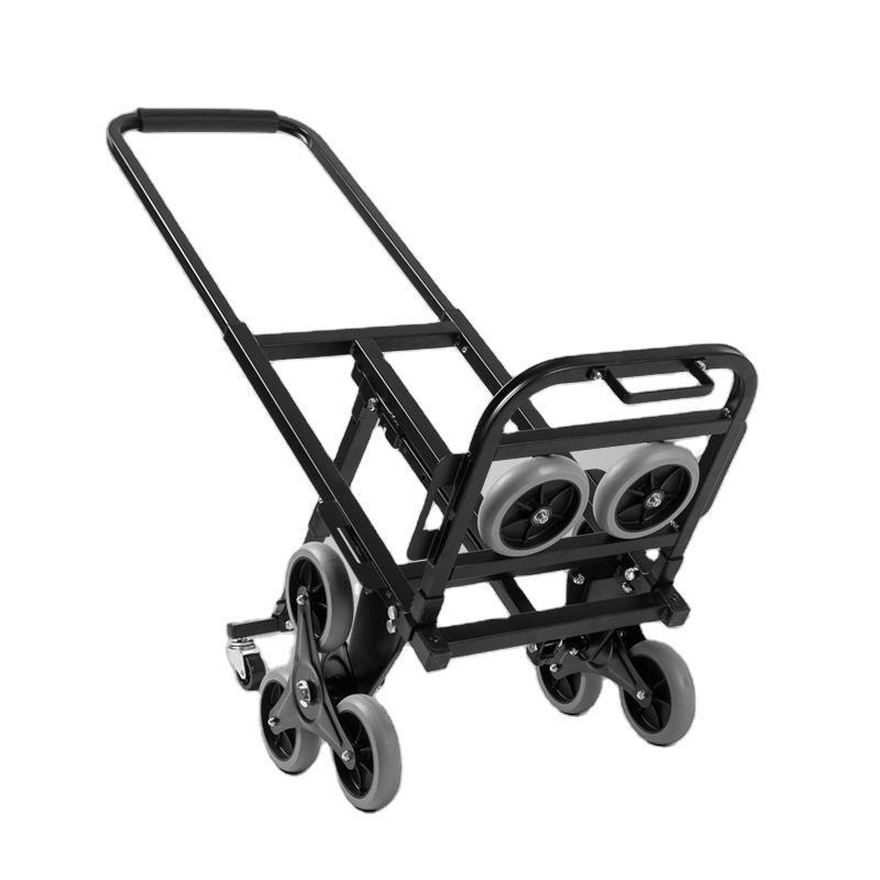 150kgs Loading Stair Climbing And Folding Warehouse Hand Truck Aluminum Luggage Trolley Cart With 3 Wheel