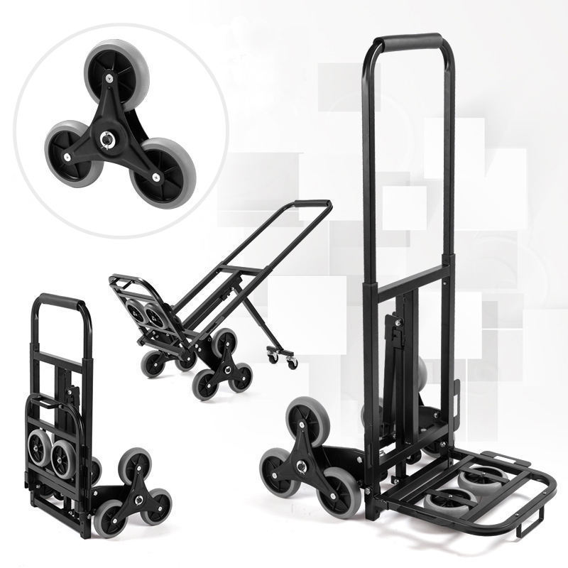 Heavy Duty Hand Truck Three Wheel Stair Climber Truck Trolley Folding Cart Climbing