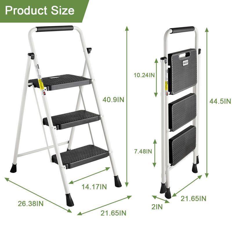 Standing Security Portable Storage Folding  China Factory Household 3 Step Ladder, Foldable Step Steel Ladders