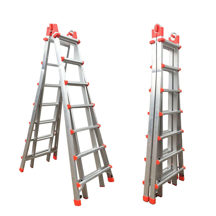 4x7 Professional Warehouse Safety Ladder Foldable Extension Aluminum Step Ladder