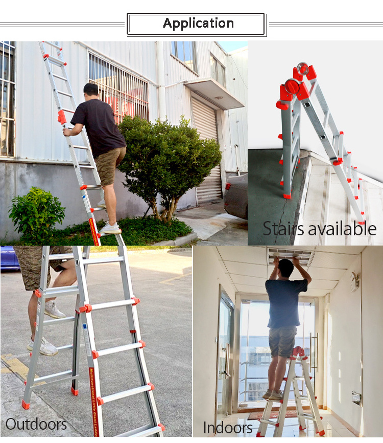 4X8  Lightweight Low-cost Extension Tree Stand Mini Folding Telescopic Multipurpose Folding  Ladders With Wheels