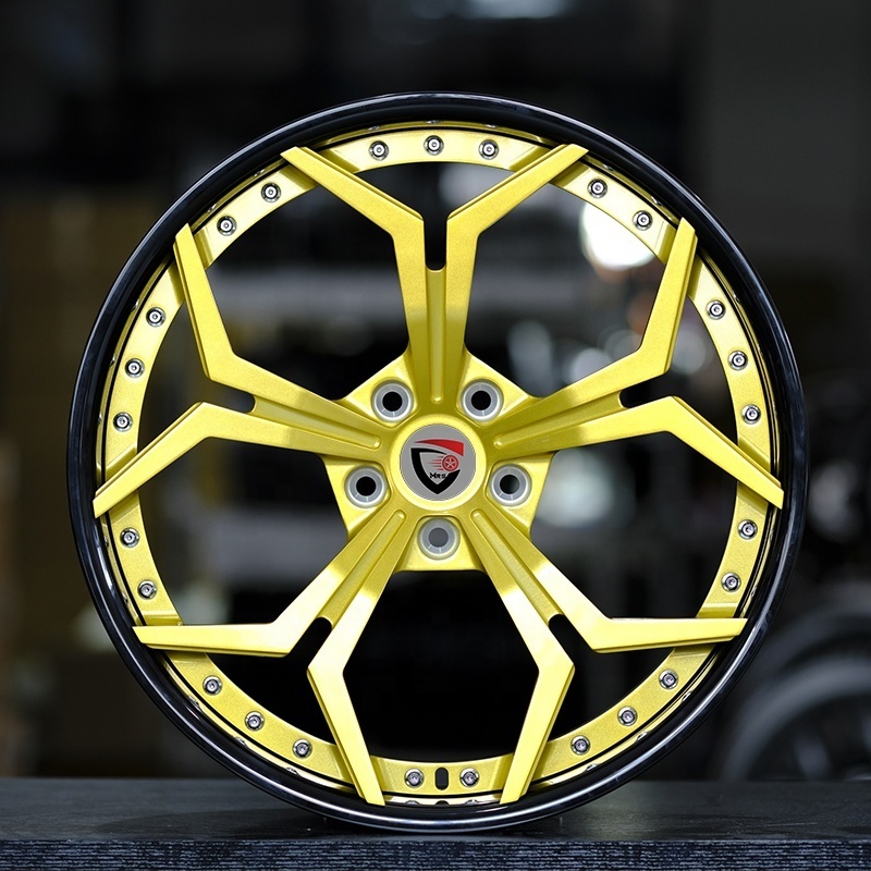 Hot sale custom black yellow rim double forged wheel hub for Mercedes-Benz, BMW and Audi model 18-24 inch car wheels