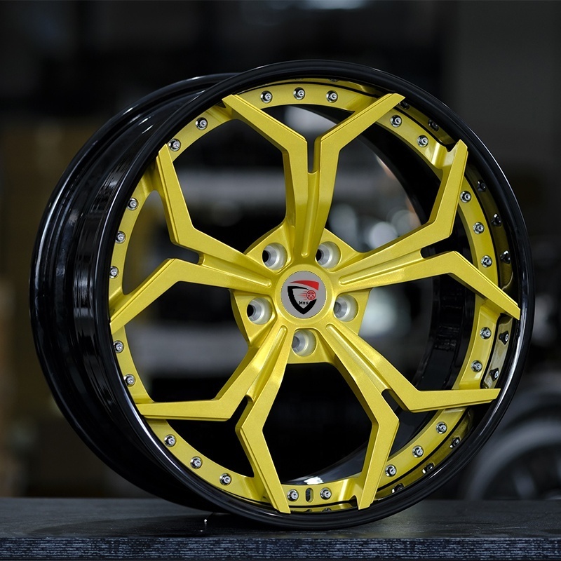 Hot sale custom black yellow rim double forged wheel hub for Mercedes-Benz, BMW and Audi model 18-24 inch car wheels