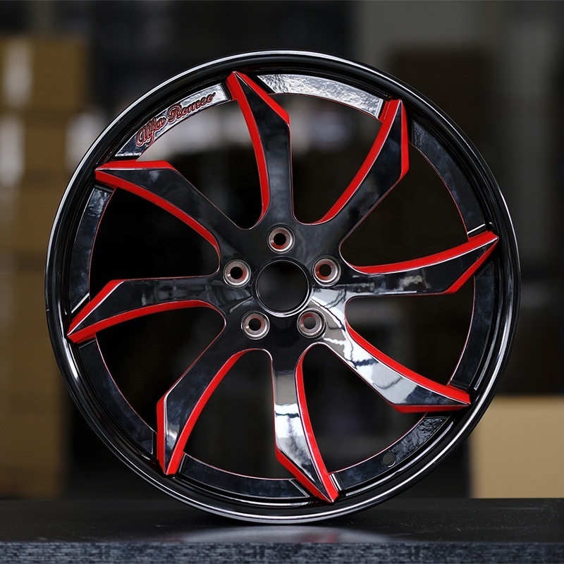 Factory customized black red blade shaped rim hub 18-24 inch 5X120 forged hub for Mercedes-Benz, BMW and Audi models