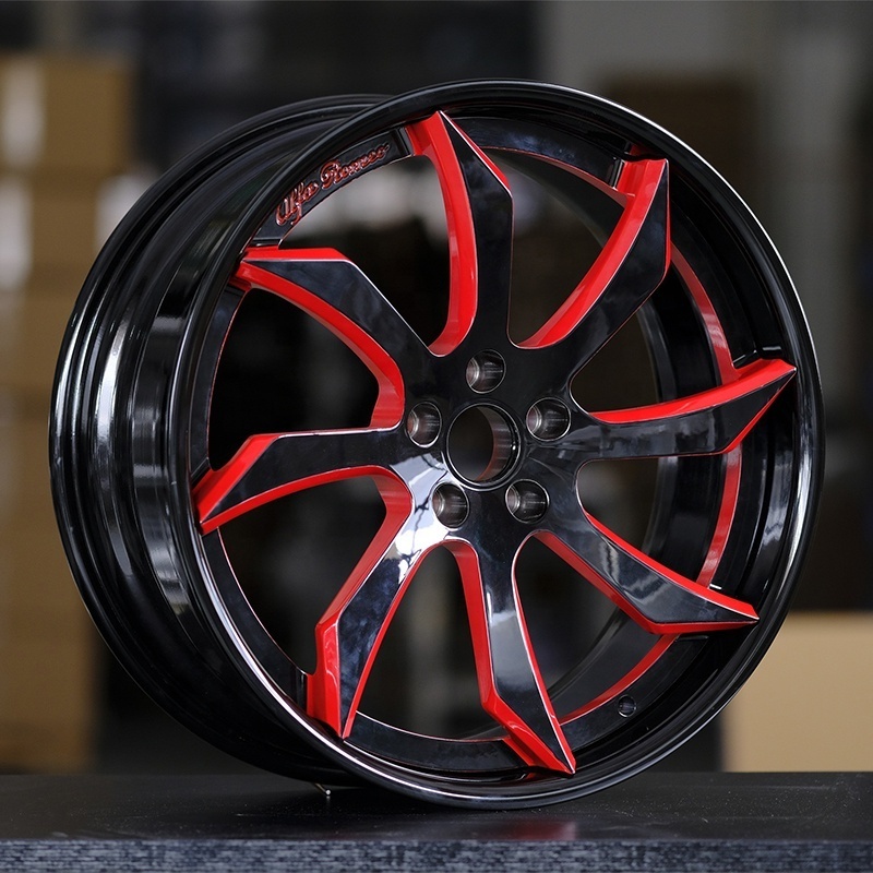 Factory customized black red blade shaped rim hub 18-24 inch 5X120 forged hub for Mercedes-Benz, BMW and Audi models