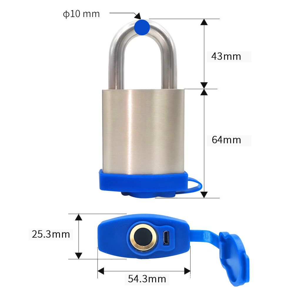 Top Seller Portable Smart Padlock IP65 Waterproof Keyless Fingerprint Cabinet Lock